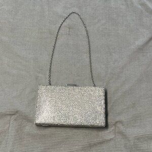 Silver Rhinestone Camille la Vie handbag with chain